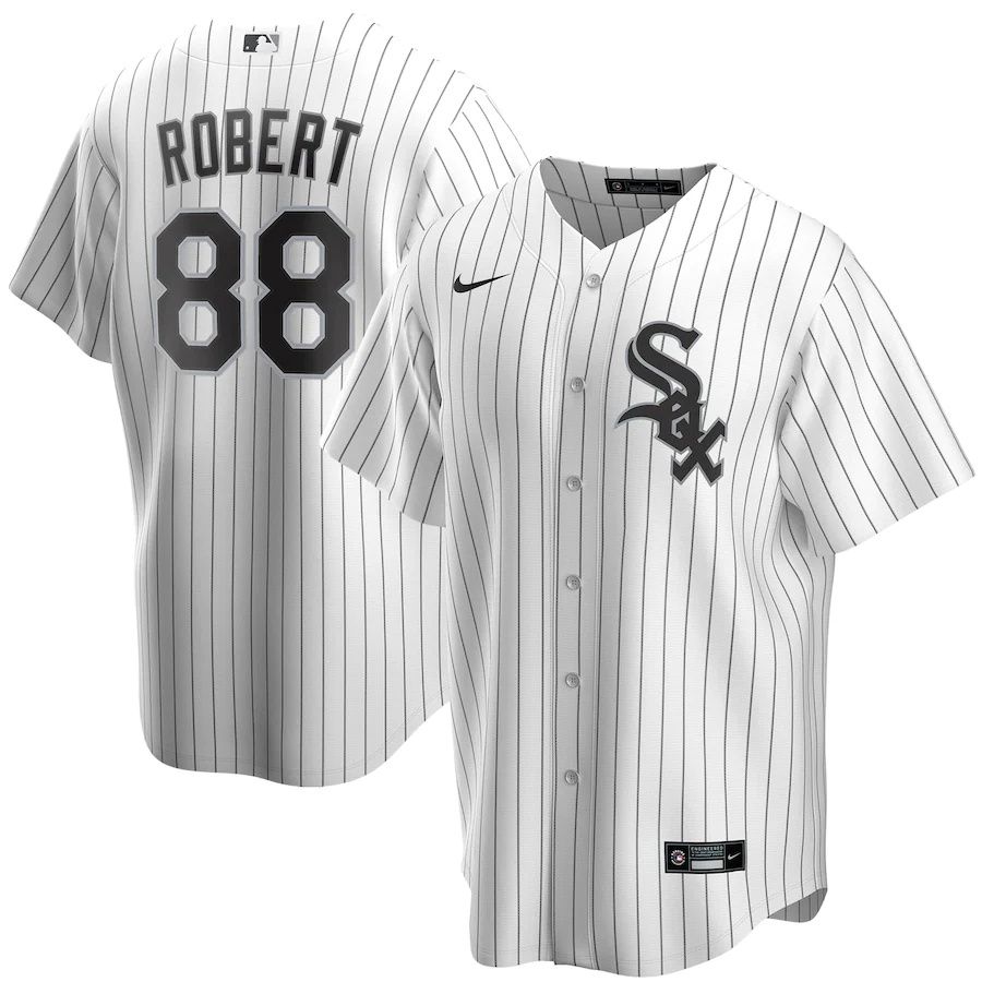 Mens Chicago White Sox 88 Luis Robert Nike White Replica Player Name MLB Jerseys